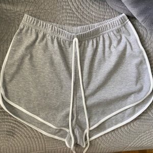 gray tie up lounge shorts